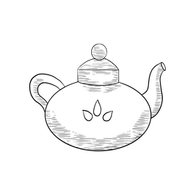 Spa clay teapot black and white clipart