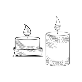 Spa candles cartoon black and white clipart