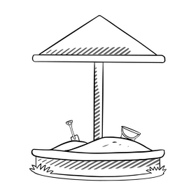 Kindergarten sandbox black and white clipart