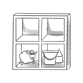 Kindergarten rack for toys illustration black and white clipart