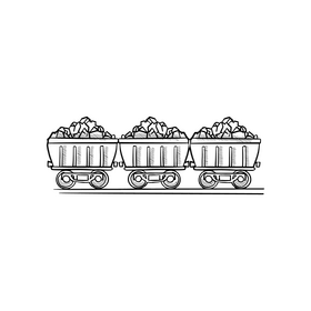 Coal wagons black and white clipart