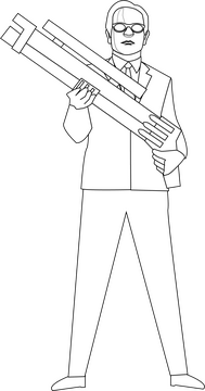 Agent K MIB black and white clipart