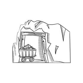 Mine entrance black and white clipart