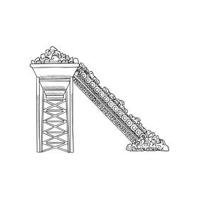 Coal conveyor black and white clipart
