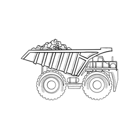 Dump truck black and white clipart