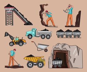 Coal mining vector