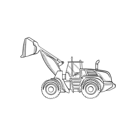 Excavator black and white clipart