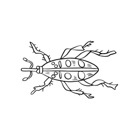 Leaf beetle illustration black and white clipart