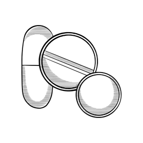 Medicine pills cartoon black and white clipart