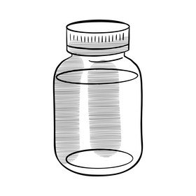 Vial cartoon black and white clipart