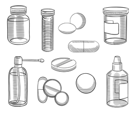 Medicaments black and white vector