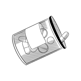 Pill bottle black and white clipart