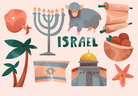 Israel icon set vector