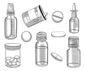 Free medicaments black and white vector