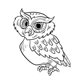 Owl bird black and white clipart