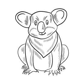 Koala bear black and white clipart