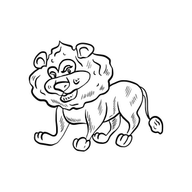 Cartoon lion animal black and white clipart