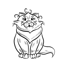 Cute cat animal black and white clipart