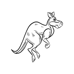 Cute kangaroo black and white clipart