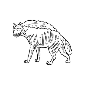 Free hyena animal black and white clipart