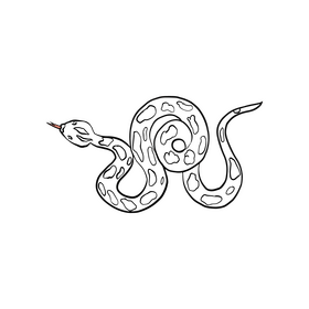 Snake animal cartoon black and white clipart