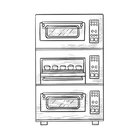 Electric baking oven black and white clipart
