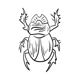 Beetle cartoon black and white clipart