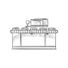Cake production black and white clipart