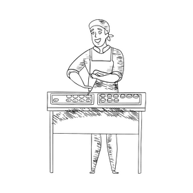 Male confectioner black and white clipart