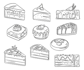 Cake slices black and white vector