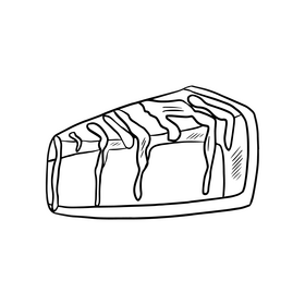 Strawberry cake slice black and white clipart