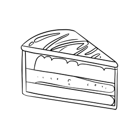 Chocolate cake slice black and white clipart