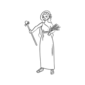 Demeter black and white clipart