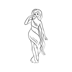Aphrodite illustration black and white clipart
