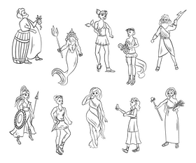 Free myth greek gods black and white vector