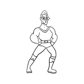 Cartoon superhero superwoman black and white clipart