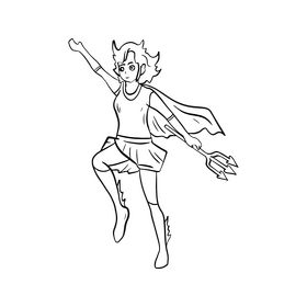 Superhero girl illustration black and white clipart