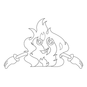 Fire black and white clipart