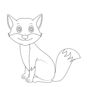 Fox black and white clipart