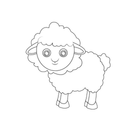 Sheep black and white clipart