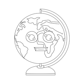 Globe black and white clipart