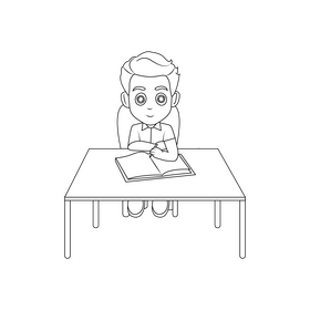 Student black and white clipart
