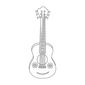 Guitar black and white clipart