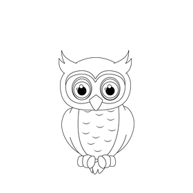 Owl black and white clipart