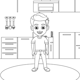 Boy black and white vector