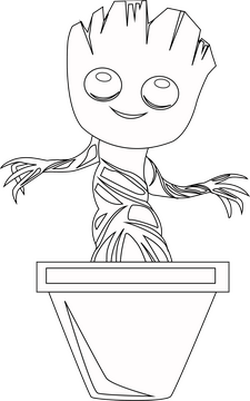 Baby groot black and white clipart