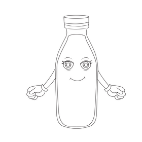 Milk bottle cartoon black and white clipart