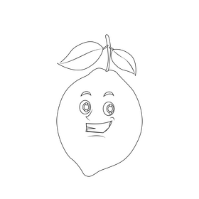 Lemon cartoon black and white clipart