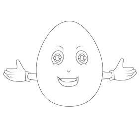 Egg cartoon black and white clipart