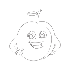 Appricot cartoon black and white clipart